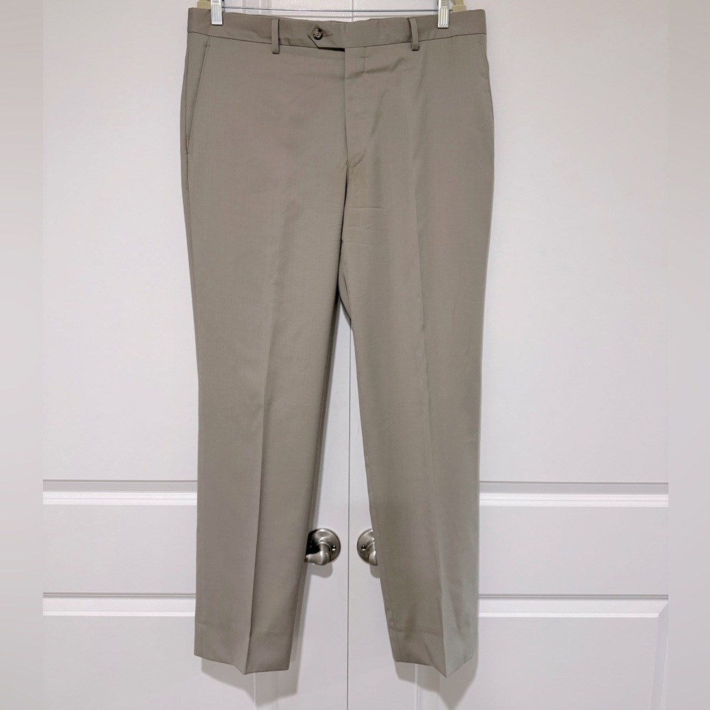 Jos A Bank Wool Traveler Performance Tailored Fit Flat Front Pants 36R like new